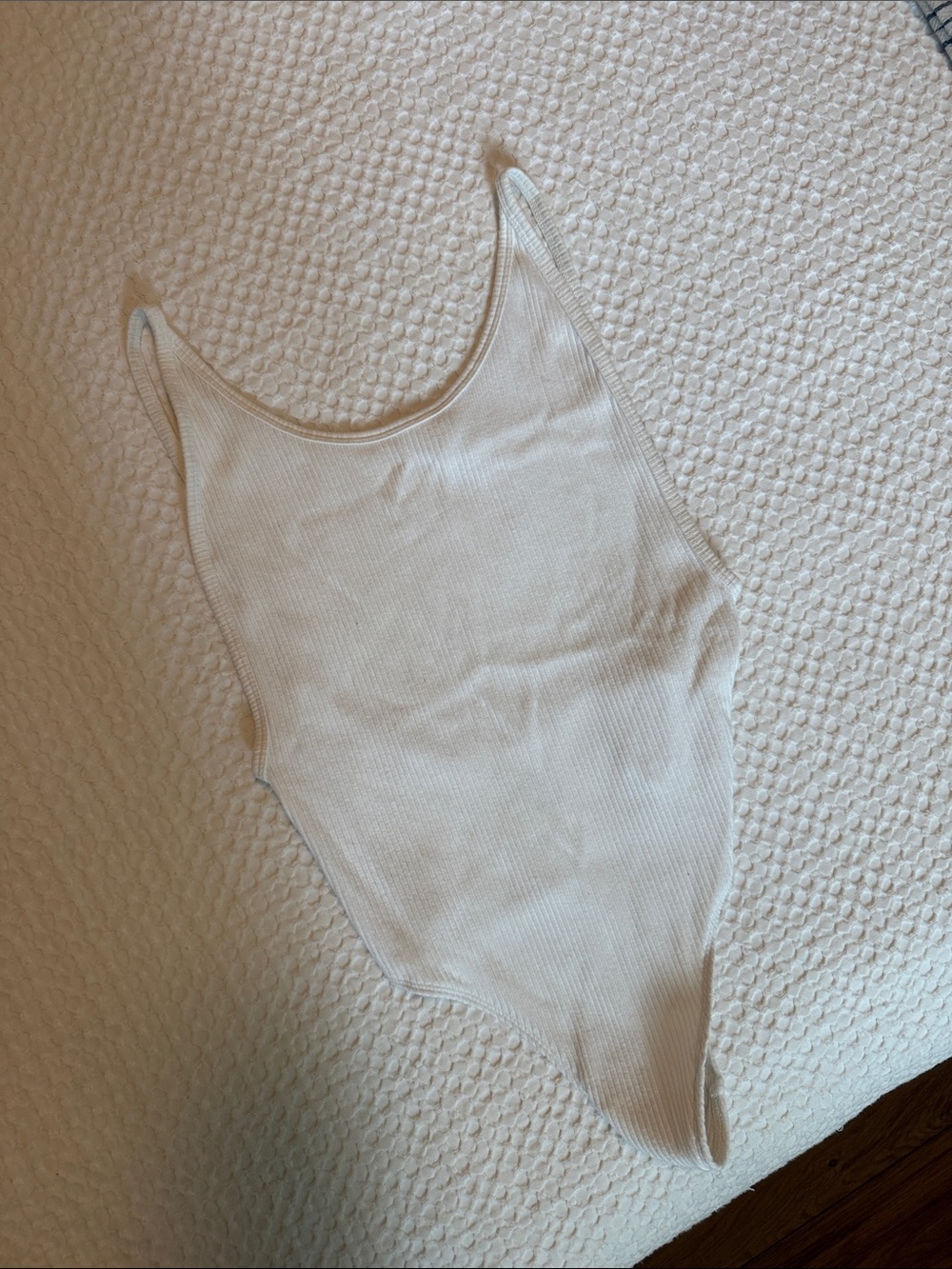 TNA Ribbed Scoop-Neck Bodysuit - Cream